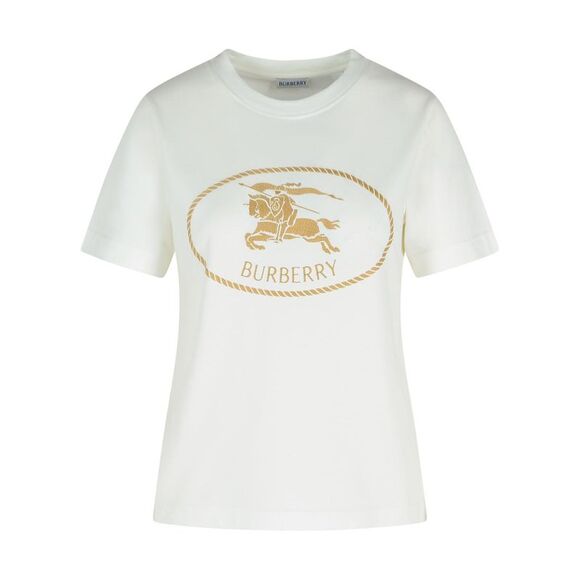 Burberry Ivory Cotton T-Shirt Women